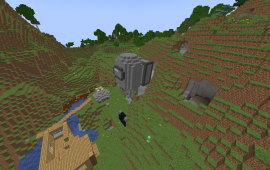 Minecraft building Amongus statue