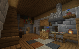 Minecraft building Fisher house at spawn