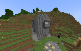Minecraft building Amongus statue