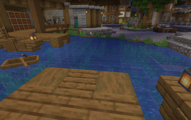 Minecraft building Fisher house at spawn