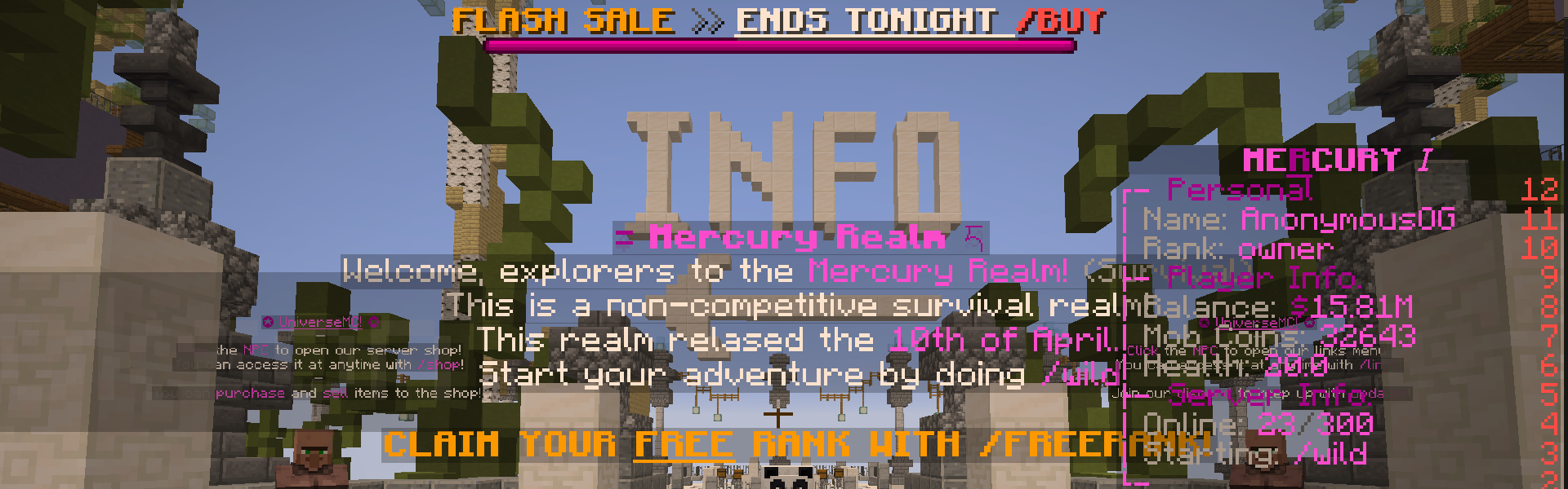 Background of Minecraft server UniverseMC